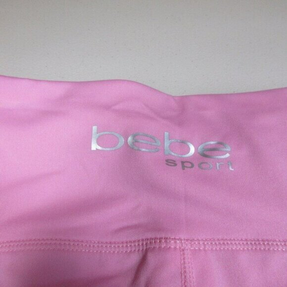 bebe sport womens solid pink wicking 4way stretch biker shorts M NWT - Picture 4 of 5